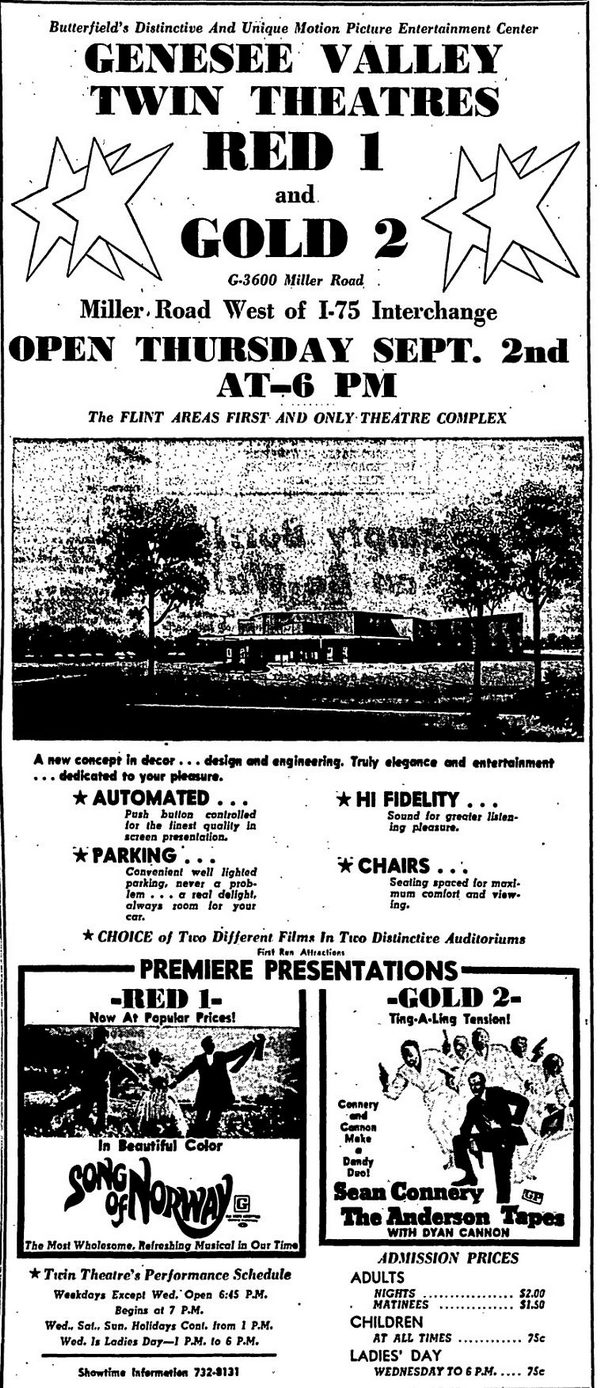 Genesee Valley Cinemas - Sept 1971 Ad